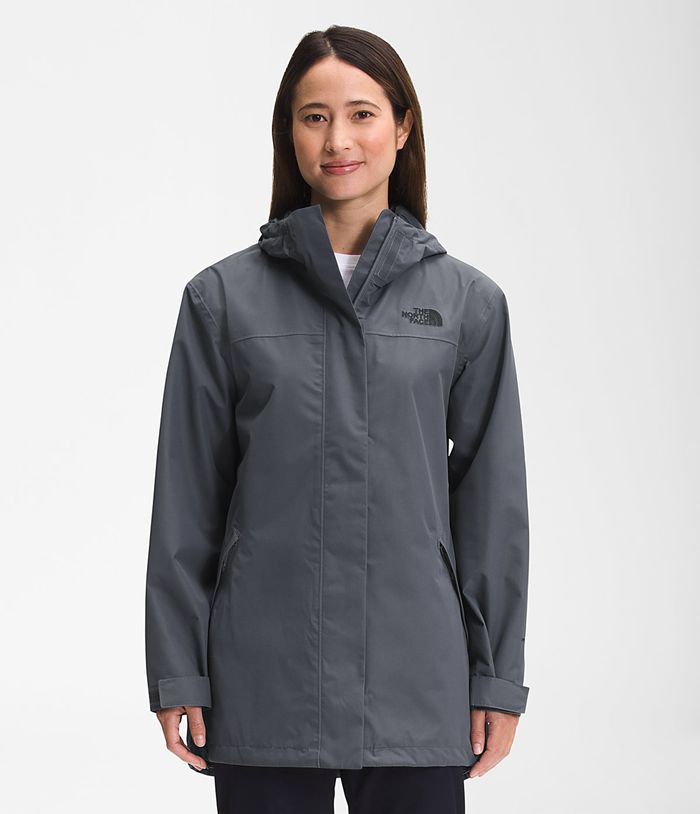 Casaca Impermeable The North Face Mujer Voyage Midi Gris - Peru 63109NLMO